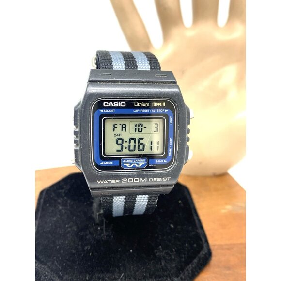 Casio Men's Watch DW-210 vintage Quartz Digital Black Resin Sport 548 Nylon Band - Picture 12 of 13